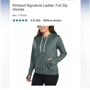 Kirkland Signature Women's Zip-Up Hoodie in Heathered Green